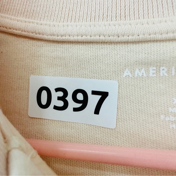 American Eagle Short Sleeve Polo Cropped Shirt Woman’s Size XS Light Pink Cream - Picture 11 of 11